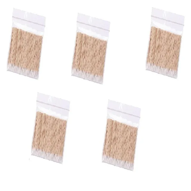 Single cotton bars with double head for cleaning ears, nose and removal of eyelash glue