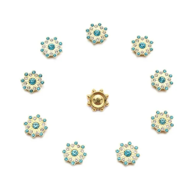 Crystal buttons in flower shape - set 10 pcs