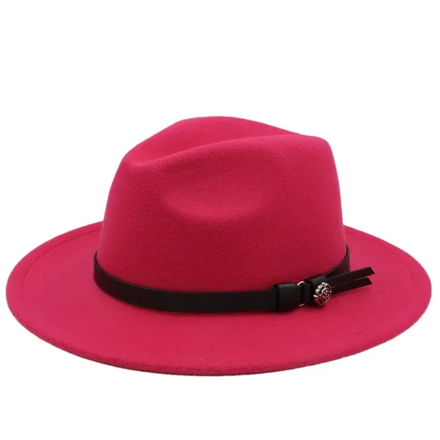 Vlnený klobúk pevný - unisex rose-red