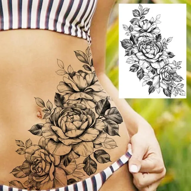 Tatuaj temporar sexy cu motive florale pentru femei