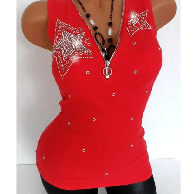 Women's tank top with sequin stars