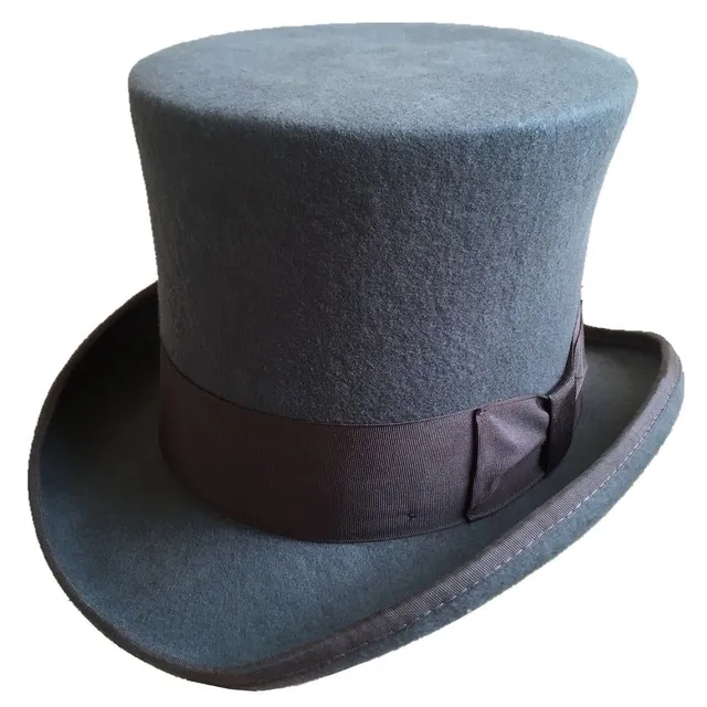 Gray 18,0cm 7" Mad Hatter top klobúk, Viktoriánska vlna plstený kostým, steampunk