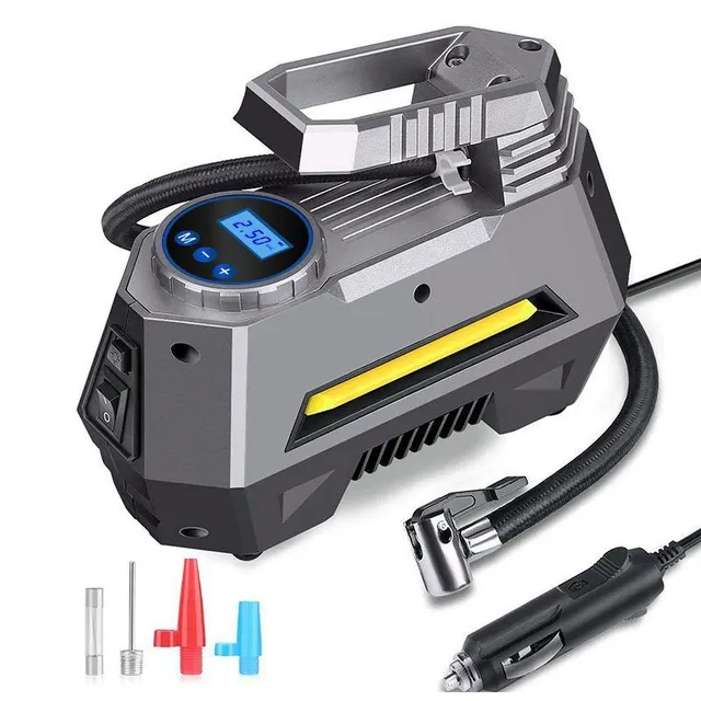 Automatic compressor with digital pressure gauge, 150 PSI, LED light - for cars, motorcycles, bikes and more