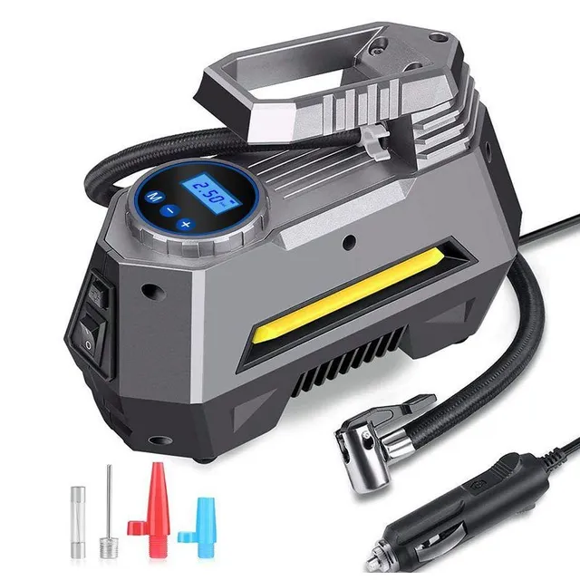 Compresor automat cu manometru digital, 150 PSI, lumină LED - pentru automobile, motociclete, biciclete și altele