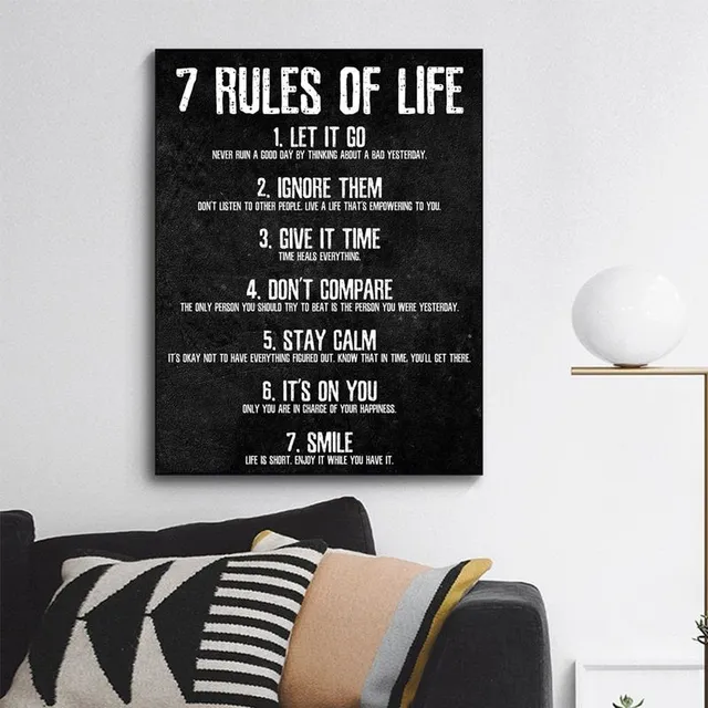 Motiváció falfestmény - 7 életszabály