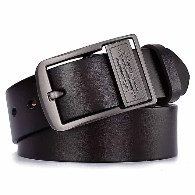 Men's leather belt with big pin buckle, pants belt