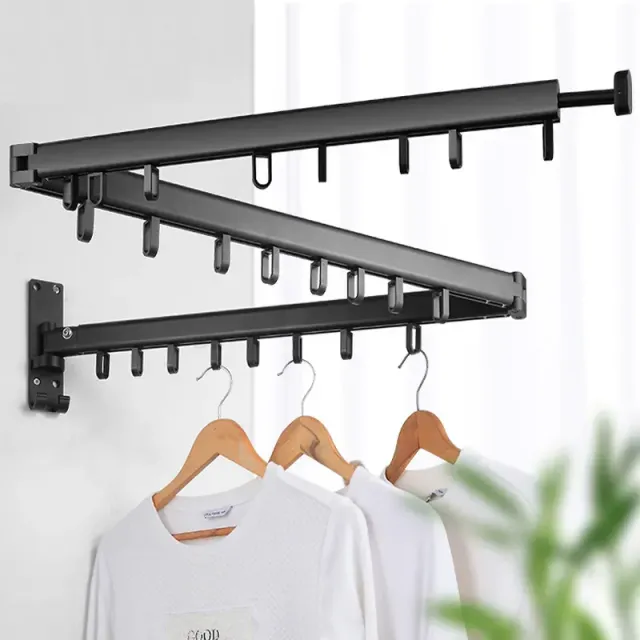 Retractable Cloth Drying Rack Folding Clothes Hanger Wall Mount Indoor Amp Outdoor Space Saving Home Laundry Clothesline