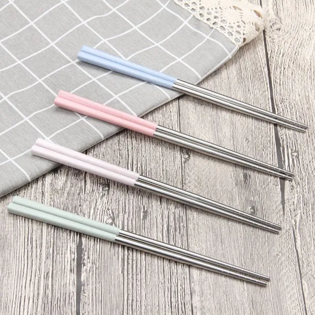 Stainless steel dining chopsticks with colored handle