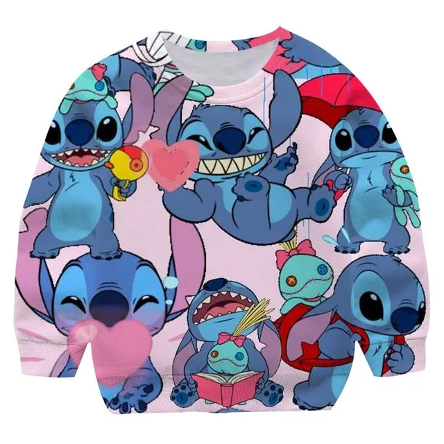 Detská módna mikina bez kapucne s motívom Stitch