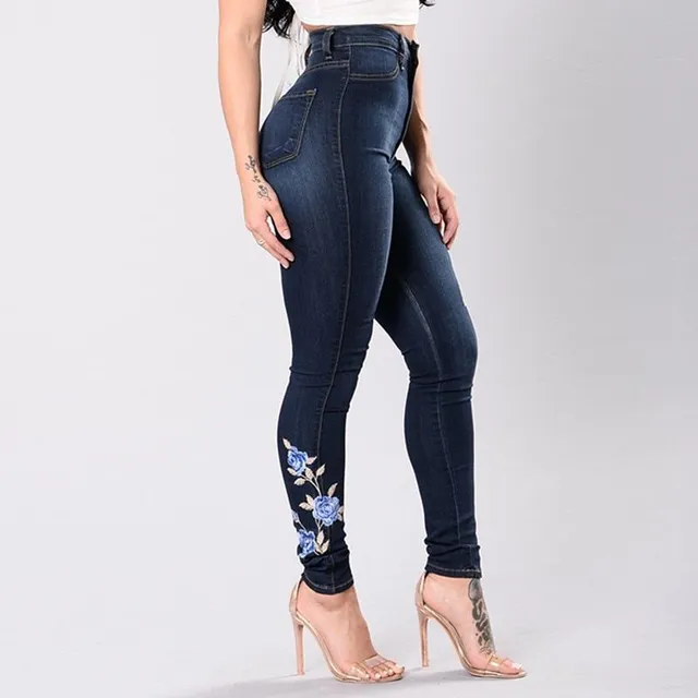 Jeansi skinny pentru femei cu broderie Delaney