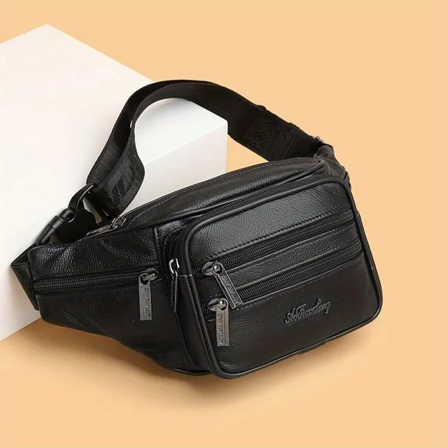 Leather multifunctional crossbody bag made of beef leather for sport and leisure