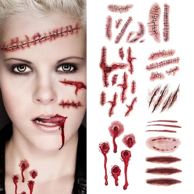 Halloween waterproof temporary tattoo - bloody wounds