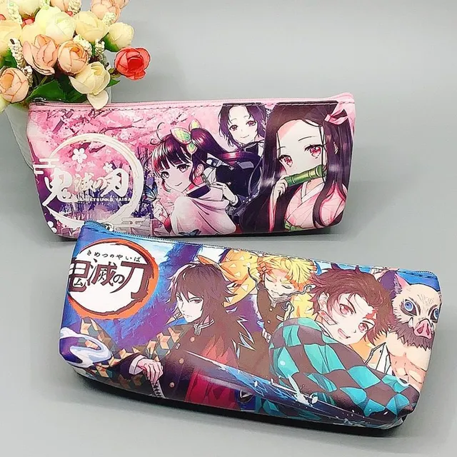 Trendy modern original stylish school pencil case with one pocket with colourful anime motif