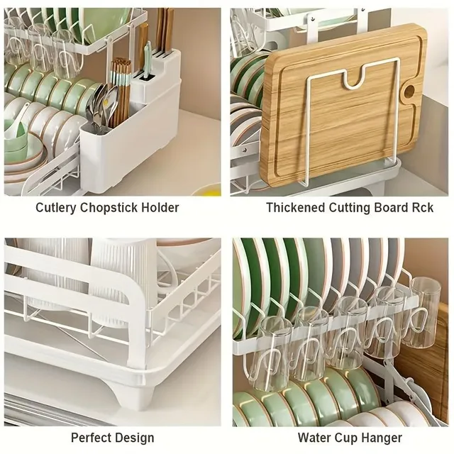 Detachable two-storey dish dryer with large capacity, drip and drip tray for kitchen line