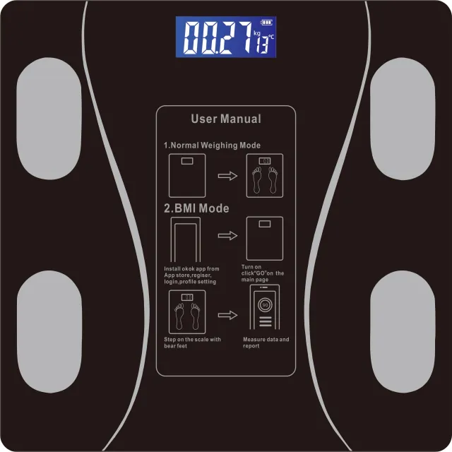 Chytrá digitální váha s analýzou tělesného složení a mobilní aplikací - Domácí váha na měření tuku