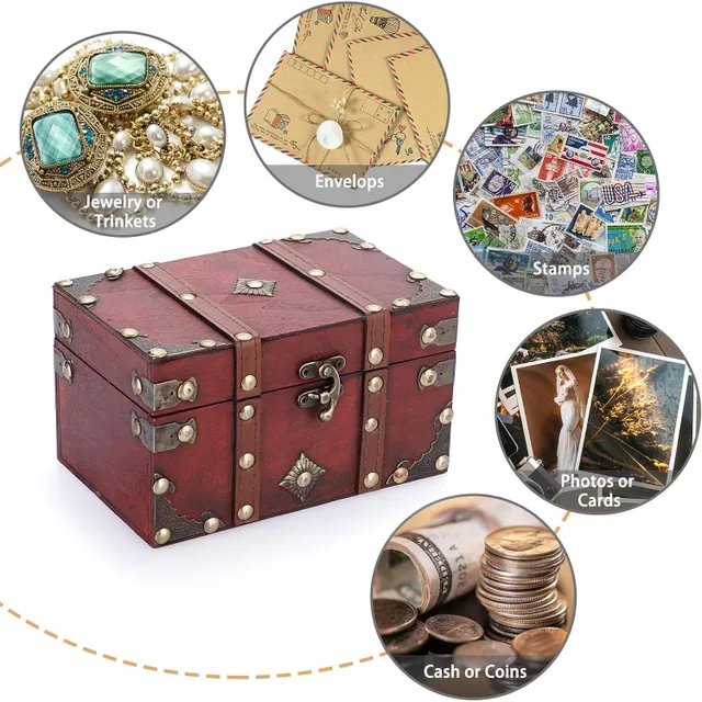 Treasure chest - Vintage wooden jewelry box
