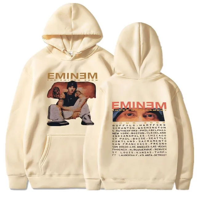 Trends sweatshirt with kangaroo and hood with print of known rapper EMINEM