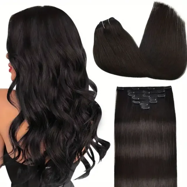 Extensions de cheveux naturels à clip pour femmes et filles - lisses, Remy, pour un usage quotidien