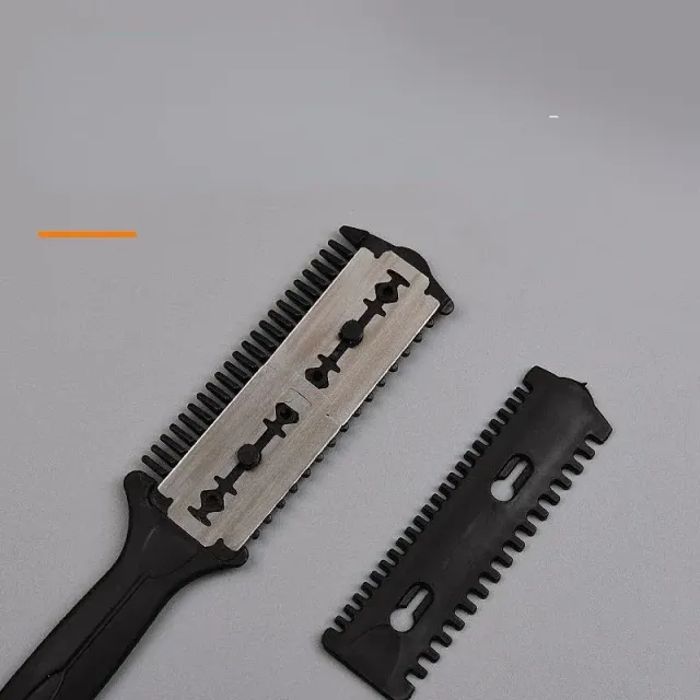 Hairdressing comb with razor and scissors for cutting bangs