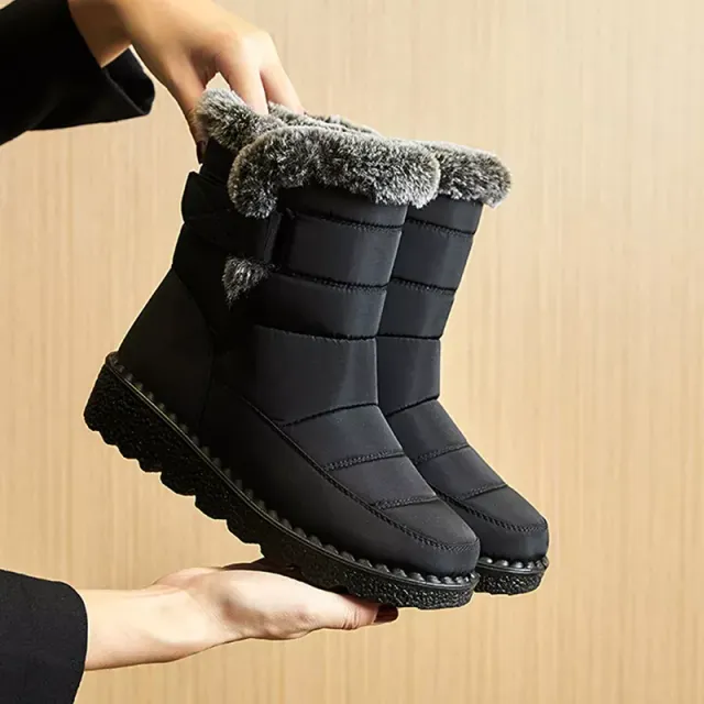 Women's winter waterproof snow boots with plush