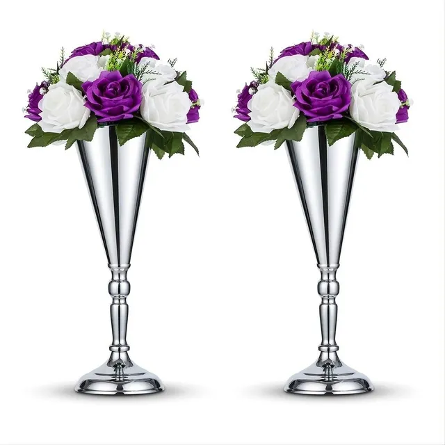 2pcs, Table Metal Wedding Floral Vase, Table Decorative Centre, Artificial Floral Decoration for Celebration Anniversary Birthday Birthday Lane Home Decoration