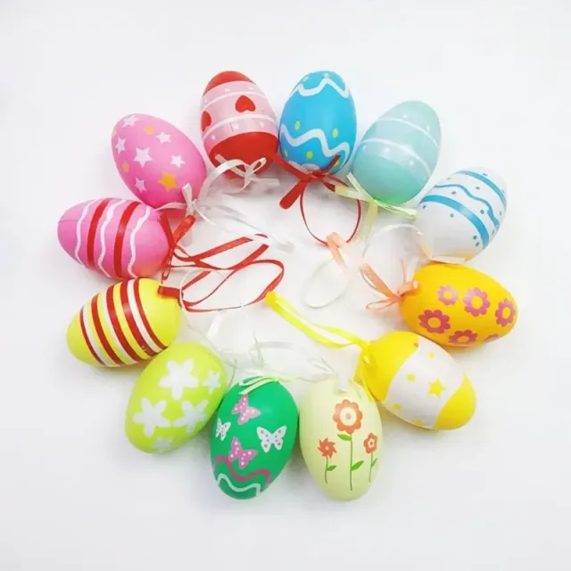 12 kolorowe jajka wielkanocne do wiszących dekoracji lub tworzenia DIY