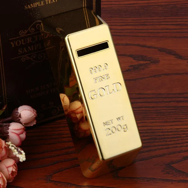 Praktyczne pudełko na gotówkę w kształcie złotej cegły