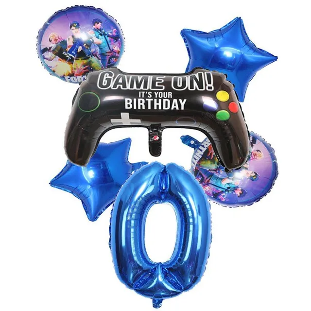 Stylowa dekoracja urodzinowa z motywem ulubionych gier Fortnite