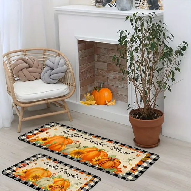 Ensemble de 2 sets de table avec motif de citrouille (40.64x60.96cm / 40.64x119.38cm)