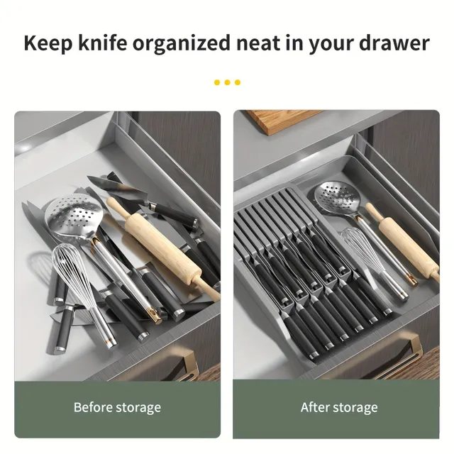 Organizator extensibil pentru cuțite în sertar, organizator pentru cuțite de bucătărie, pentru 11 cuțite