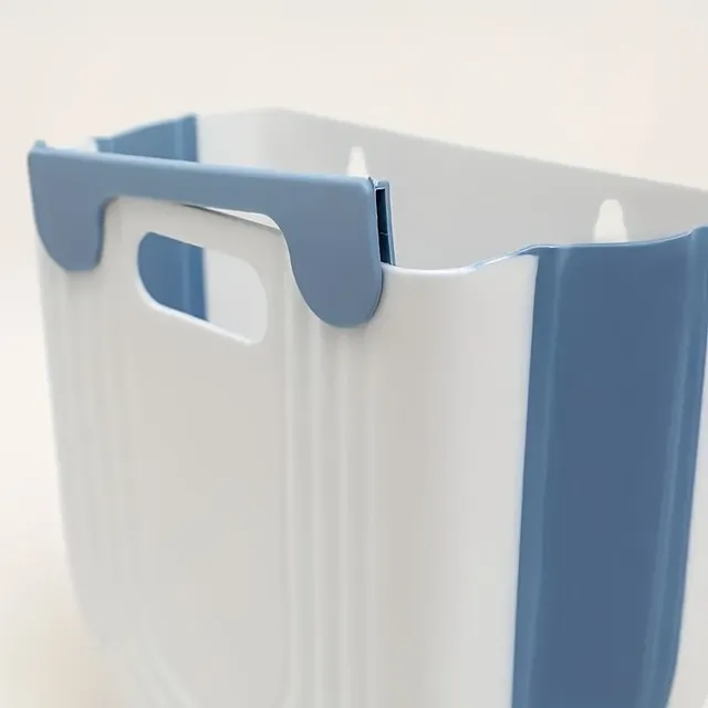 Folding trash basket with kitchen hook and bathroom