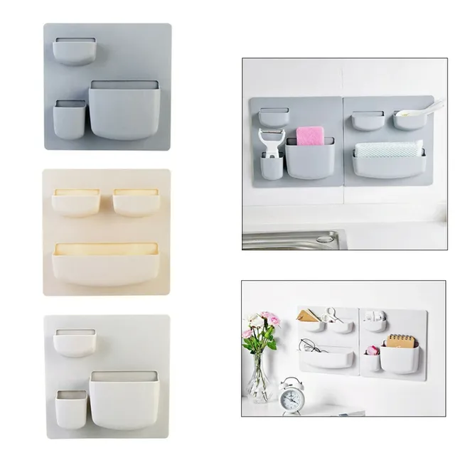 Wall shelf with scale and multifunctional storage box with perforated design