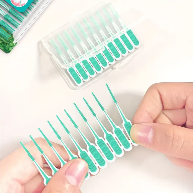 100pcs/packing Soft rubberised interdental toothbrushes with mint flavor, Disposable tooth cleaner, Interdental toothbrushes for stain removal, Tooth implants and braces cleaning, Soft and comfortable