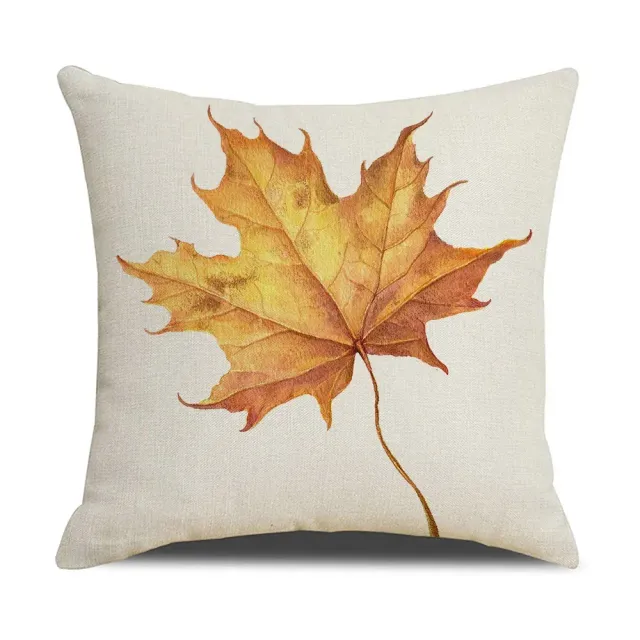 Autumn pillowcase with a motif of pumpkin and maple leaves for thanks and decoration