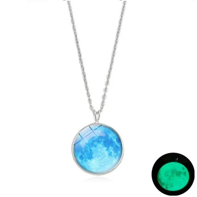 Lighting luminescent pendant in the shape of the moon on the chain