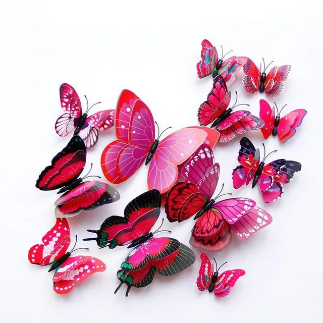 Nalepovací 3D hejno motýlů 12 ks