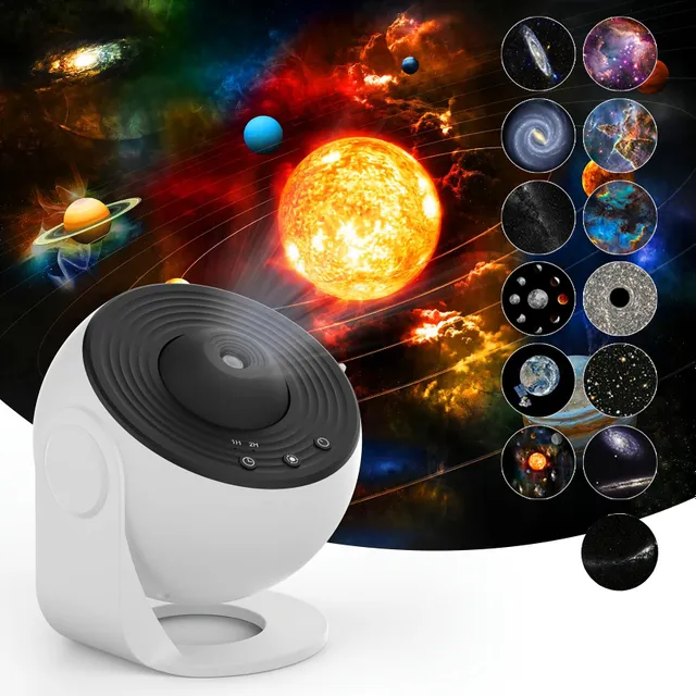 Projector of starry sky with 12 replaceable discs - 1 pcs - Projector of night light with LED lights for planetarium and room