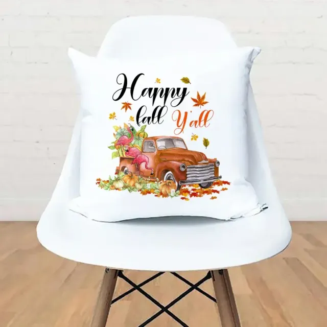 White pillowcase with printing car for home and party decorations for Thanksgiving