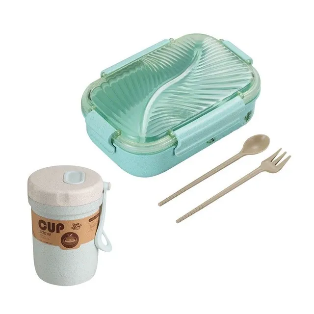 Set of bento box and cutlery 4 pcs