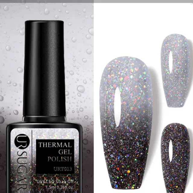 Temperature-responsive glitter gel varnish