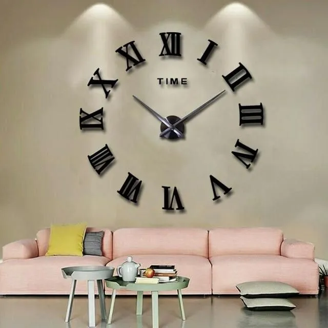 Modern 3D wall clock black-2 40-60cm