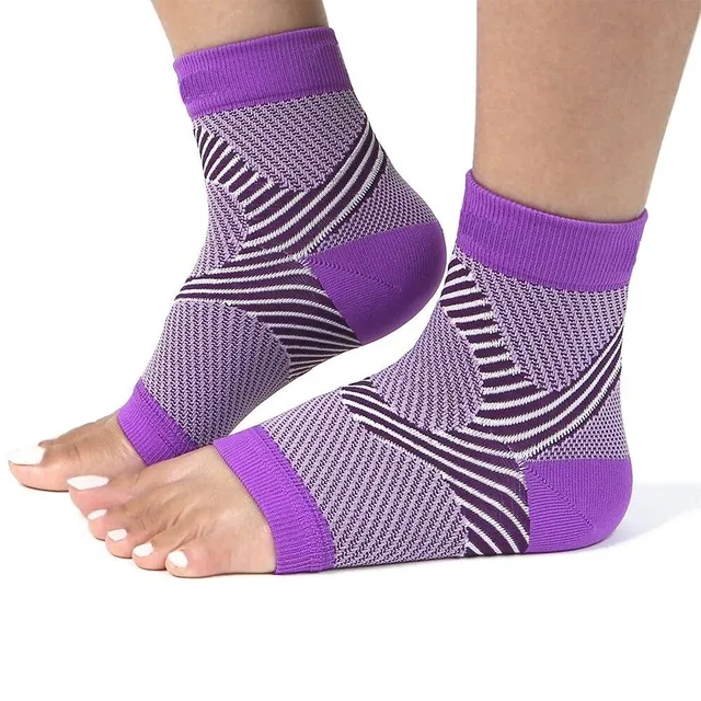 Joan unisex open toe compression socks l/xl purple