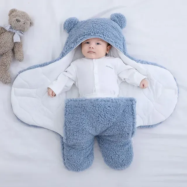 Sac de dormit pufos din fleece pentru nou-născuți - pătură tip cocon pentru bebeluși, băieți și fete