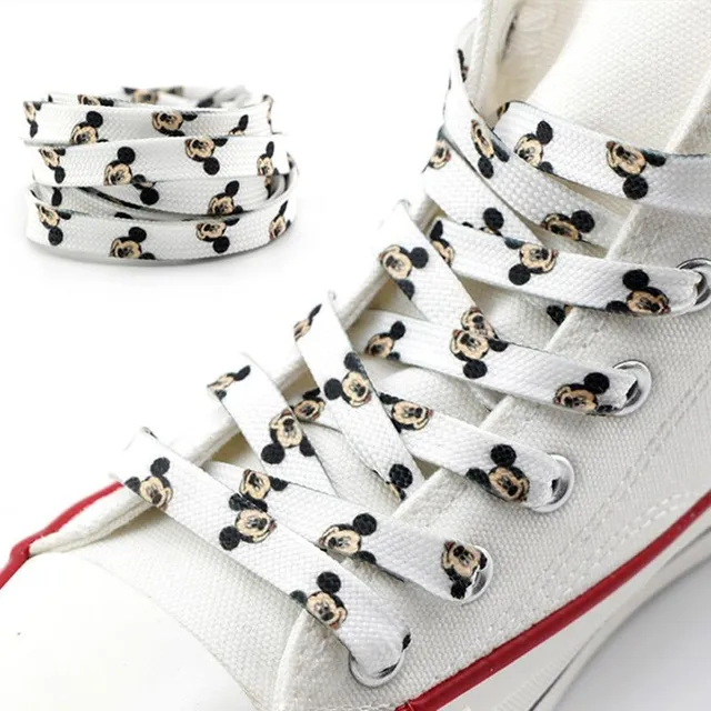 A pair of stylish white shoelaces with the motif of popular Disney characters - different variants Lucas