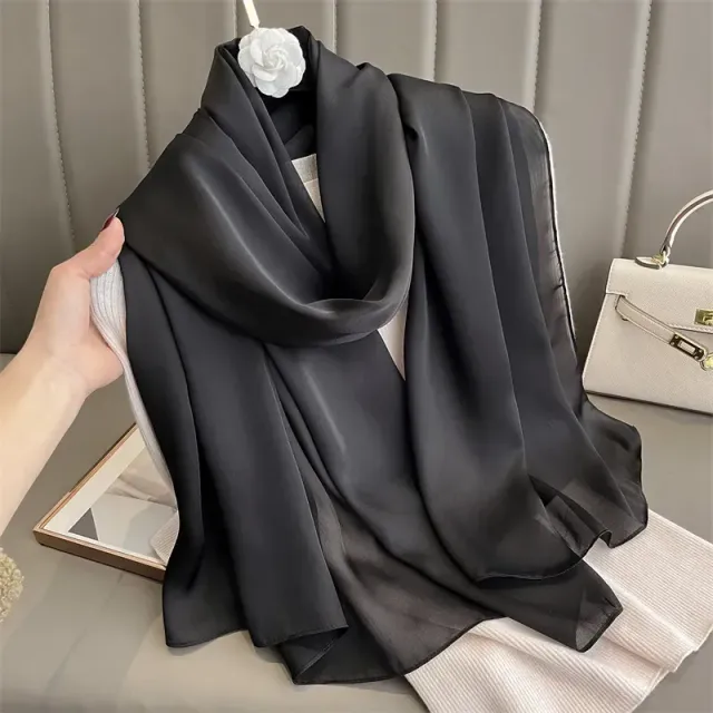 Fashionable satin scarf with a size of 90x180 cm for women