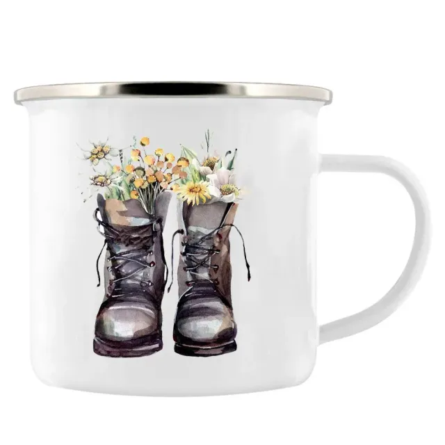 Adventure enamel mug for camping as a gift