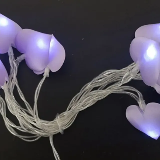 LED světelný řetěz s jemnými pastelovými srdíčky