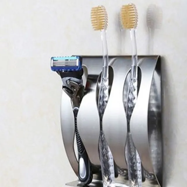 Stainless steel toothbrush holder - 3 compartments