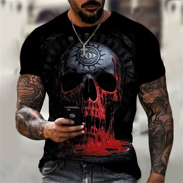 Men's stylish short sleeve shirt with skull print