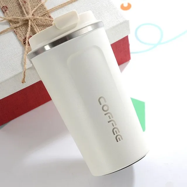 Travel coffee thermos white 301-400ml